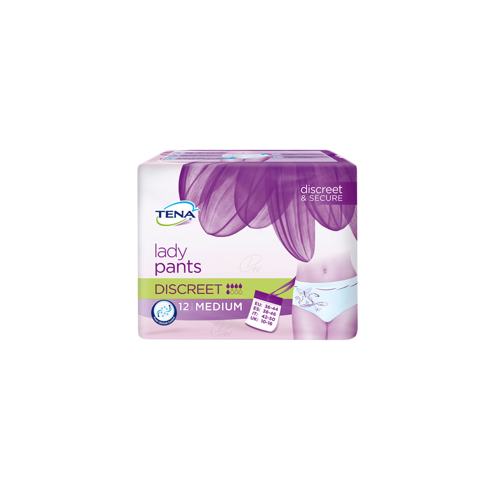 TENA PROTECTIVE UNDERWEAR DISCREET T - MED 12 U