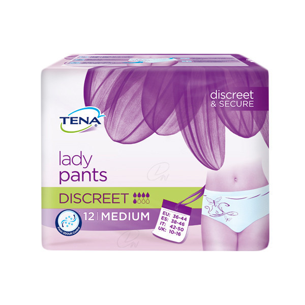 TENA PROTECTIVE UNDERWEAR DISCREET T - MED 12 U